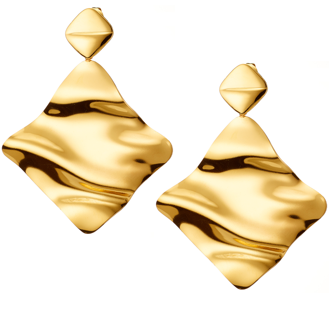 Sequoia ατσάλινα κρεμαστά σκουλαρίκια χρυσά τετράγωνα ατσάλι NE-02342G Sequoia ατσάλινα κρεμαστά σκουλαρίκια χρυσά τετράγωνα ατσάλι NE-02342G