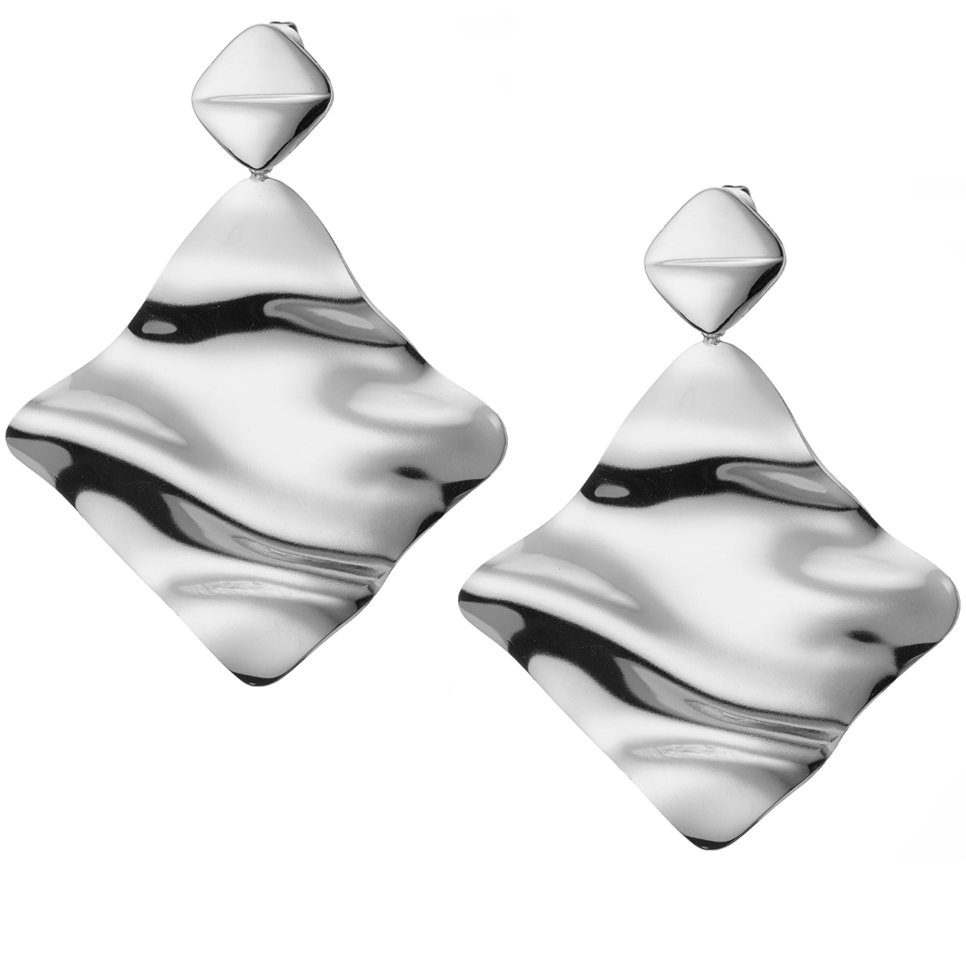 Sequoia ατσάλινα κρεμαστά σκουλαρίκια ασημί τετράγωνα ατσάλι NE-02342 Sequoia ατσάλινα κρεμαστά σκουλαρίκια ασημί τετράγωνα ατσάλι NE-02342