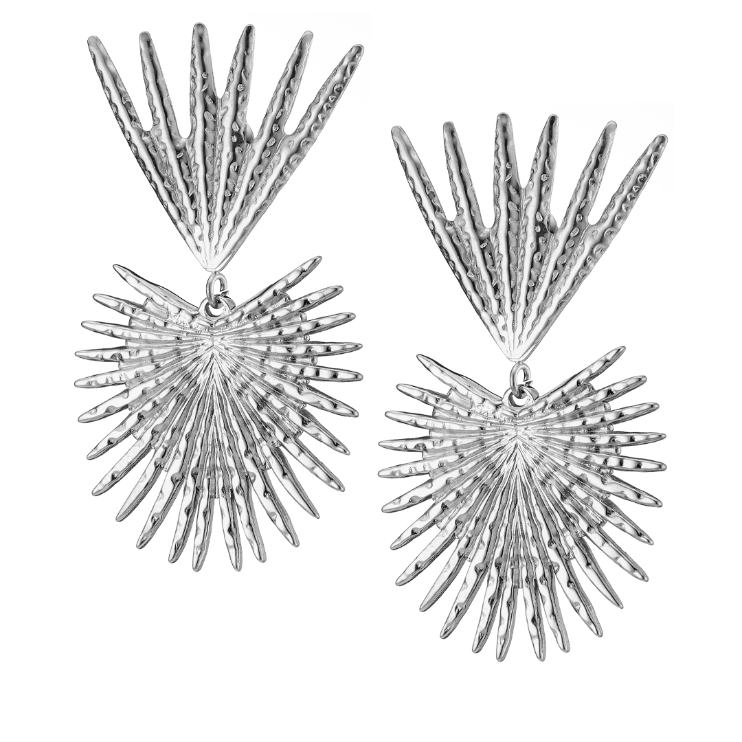 Sequoia ατσάλινα κρεμαστά σκουλαρίκια με ασημί φύλλα NE-02343 Sequoia ατσάλινα κρεμαστά σκουλαρίκια με ασημί φύλλα NE-02343