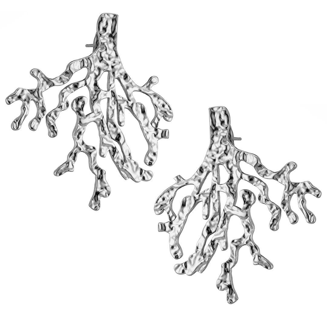 Sequoia Γυναικεία Ατσάλινα Ασημί Σκουλαρίκια – Ρίζες NE-02347