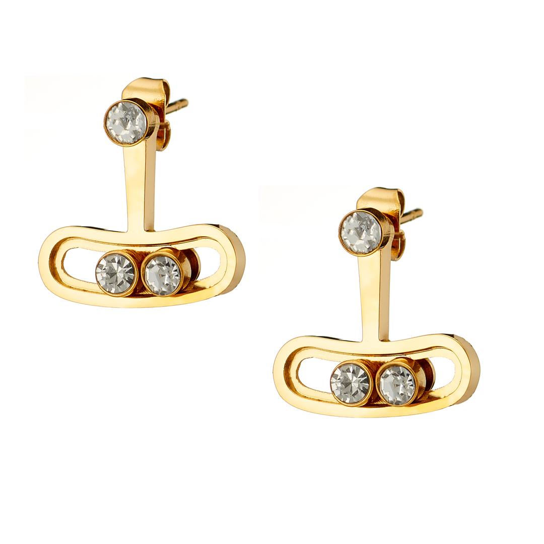 Sequoia σκουλαρίκι επίχρυσο με τρία ζιργκόν NE-02350G
