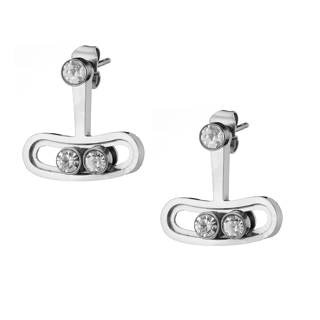 Sequoia Γυναικεία Ατσάλινα Ασημί Σκουλαρίκια με 3 Ζιργκόν NE-02350 Sequoia Γυναικεία Ατσάλινα Ασημί Σκουλαρίκια με 3 Ζιργκόν NE-02350