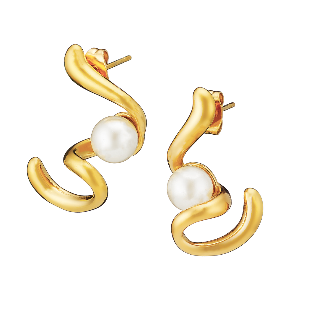 Sequoia γυναικεία ατσάλινα επιχρυσωμένα σκουλαρίκια με μαργαριτάρι NE-02365G Sequoia γυναικεία ατσάλινα επιχρυσωμένα σκουλαρίκια με μαργαριτάρι NE-02365G