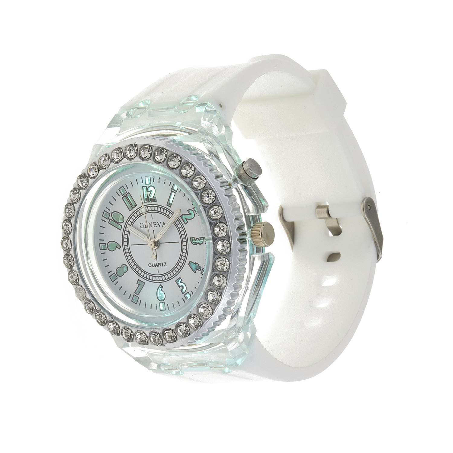 Sequoia Αναλογικό ρολόι  με LED φωτισμό και Strass AG-116 λευκό