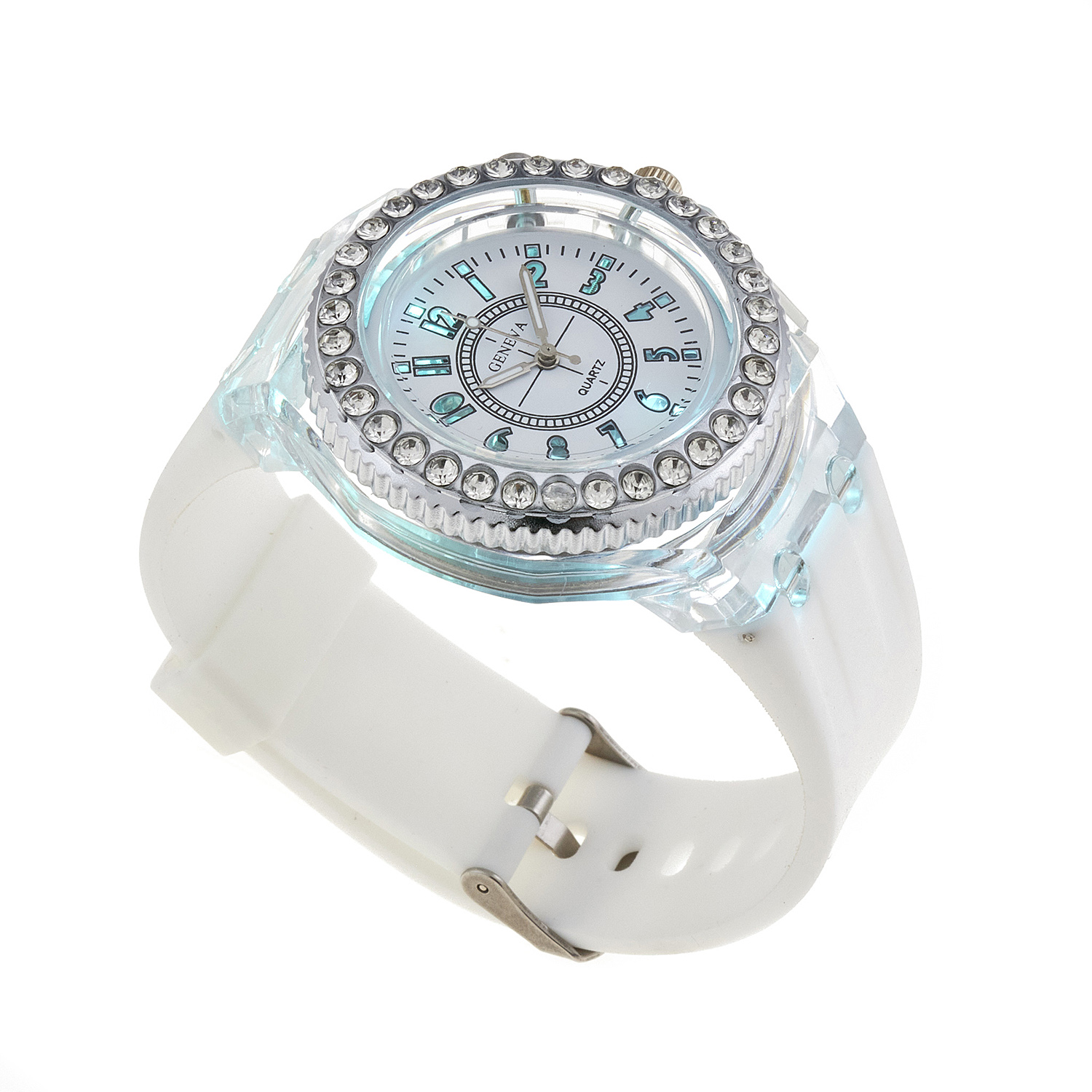 Sequoia Αναλογικό ρολόι  με LED φωτισμό και Strass AG-116 λευκό