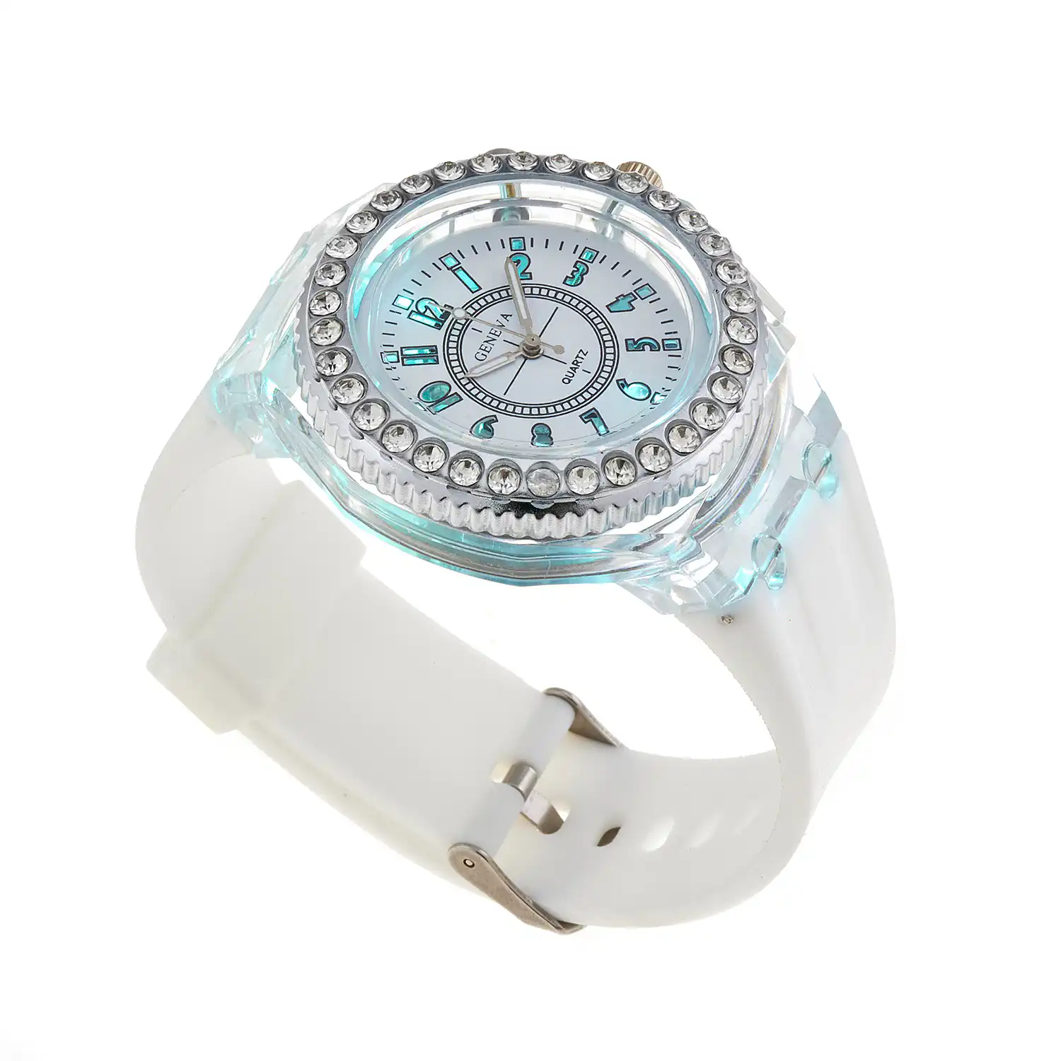 Sequoia Αναλογικό ρολόι με LED φωτισμό και Strass AG-116 λευκό