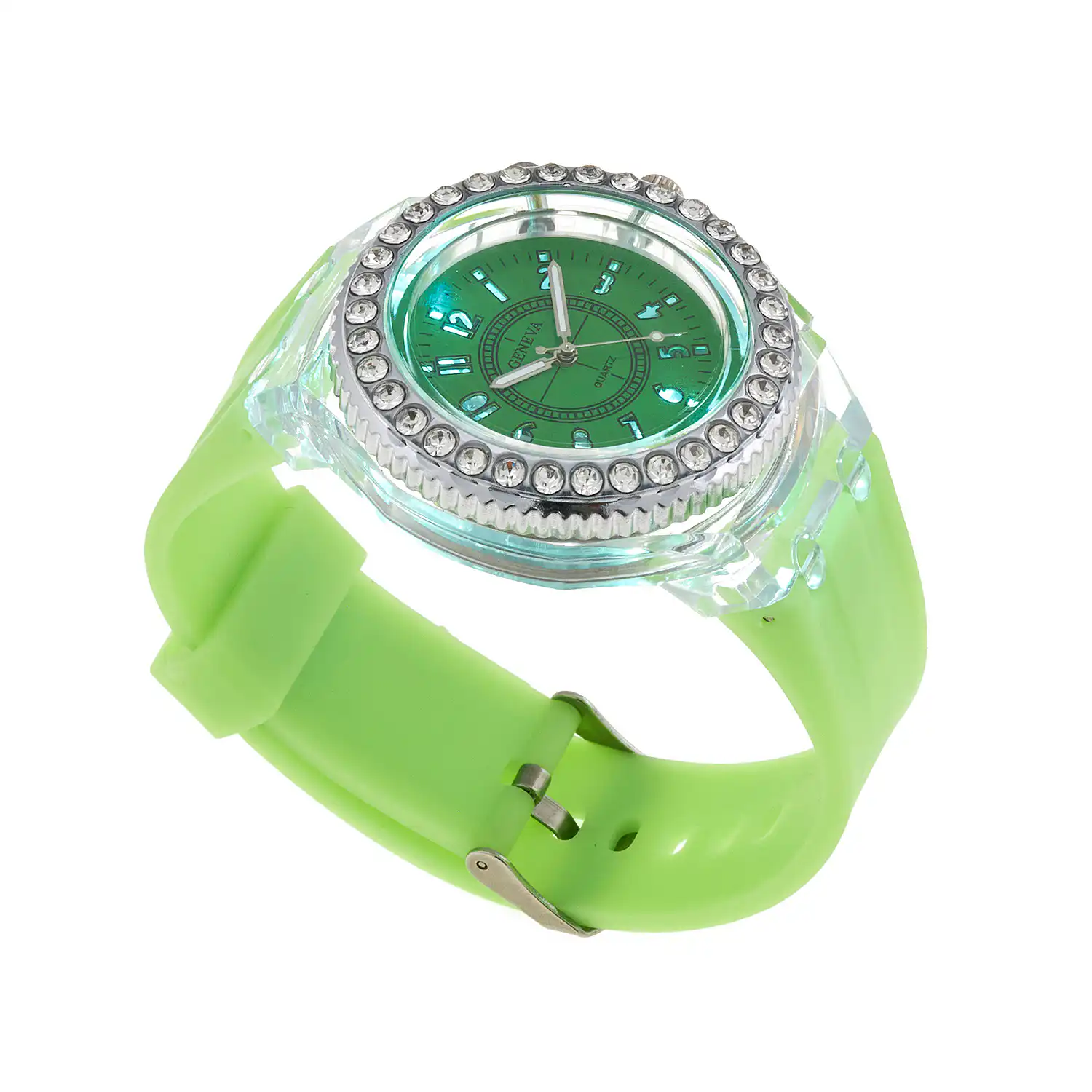 Sequoia Αναλογικό ρολόι  με LED φωτισμό και Strass  AG-115 λαχανί