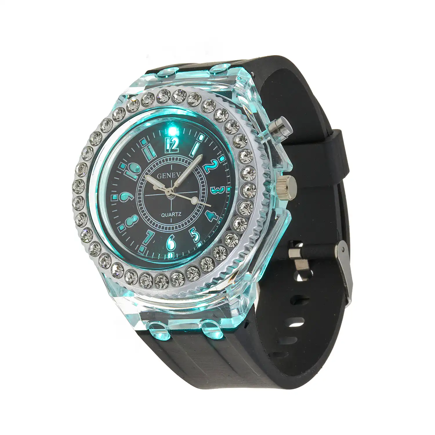 Sequoia Αναλογικό ρολόι  με LED φωτισμό και Strass  AG-113 μαύρο