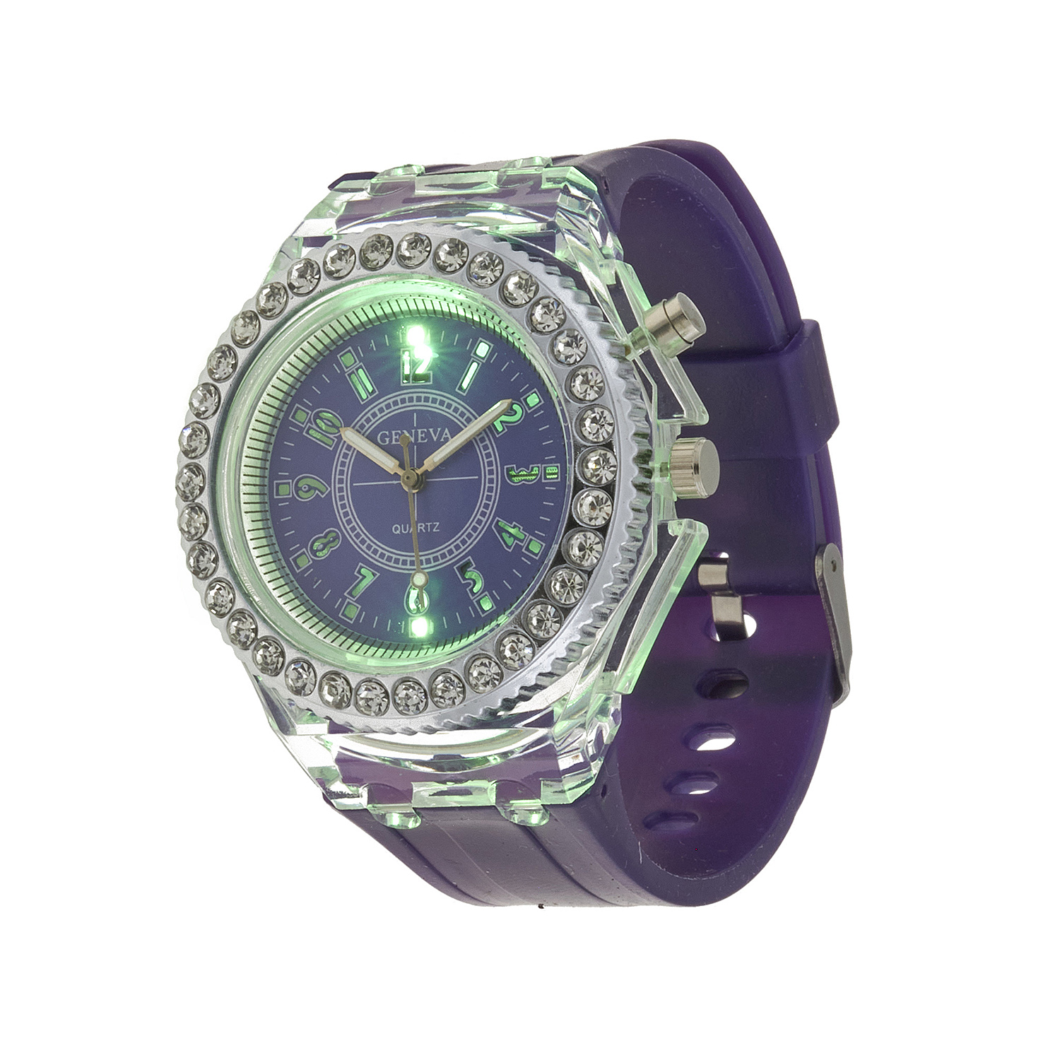 Sequoia Αναλογικό ρολόι  με LED φωτισμό και Strass AG-120 μωβ