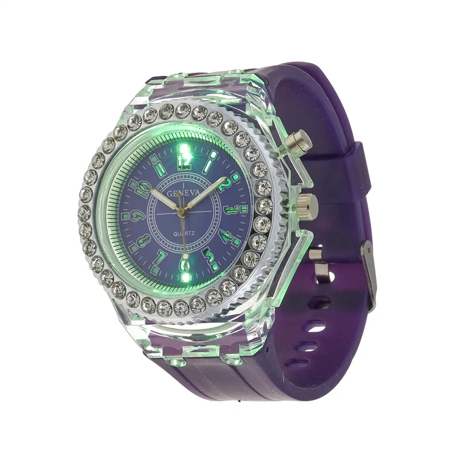 Sequoia Αναλογικό ρολόι  με LED φωτισμό και Strass  AG-111 μπλε