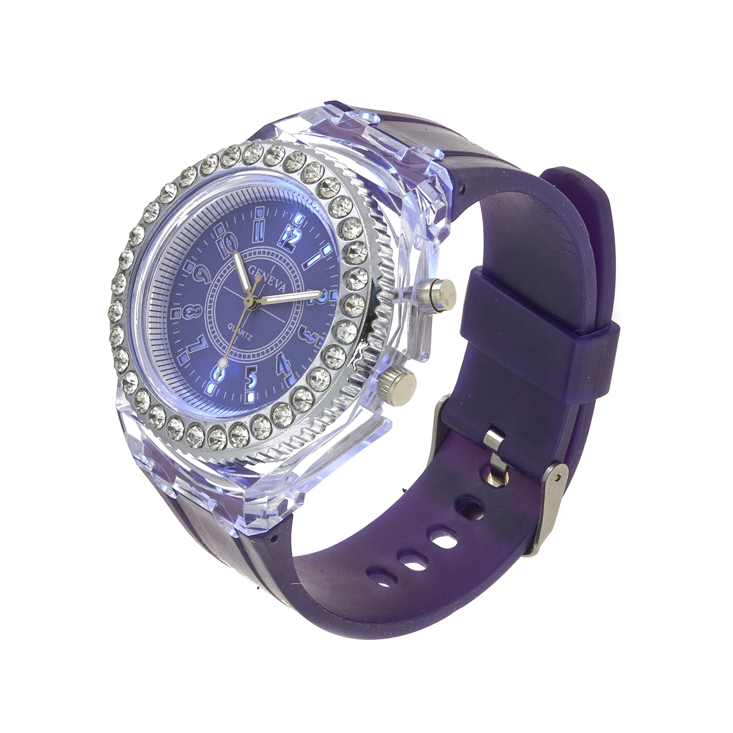 Sequoia Αναλογικό ρολόι  με LED φωτισμό και Strass AG-120 μωβ