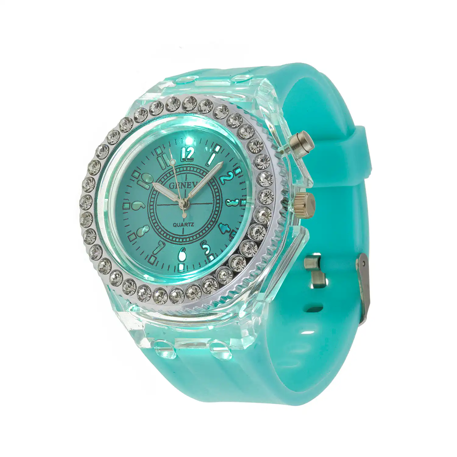 Sequoia Αναλογικό ρολόι  με LED φωτισμό και Strass AG-117 τιρκουάζ