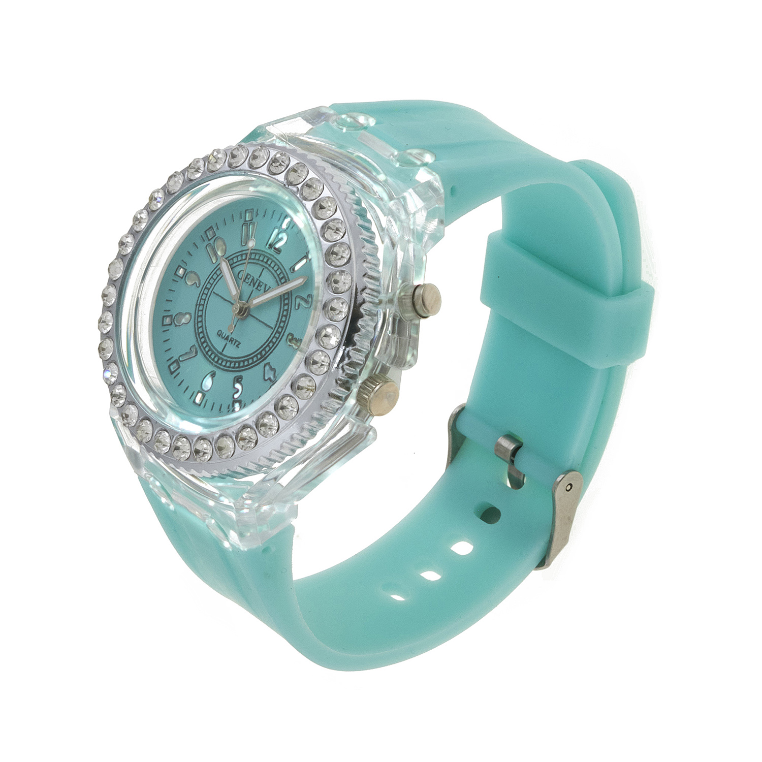 Sequoia Αναλογικό ρολόι  με LED φωτισμό και Strass AG-117 τιρκουάζ