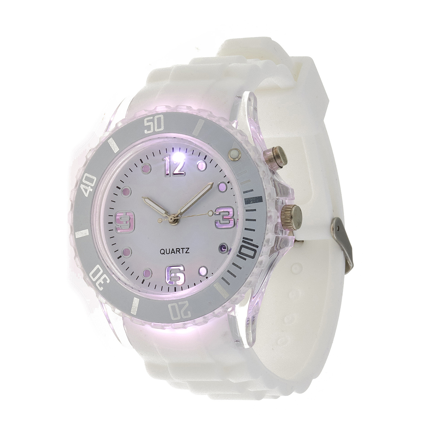 Sequoia Αναλογικό ρολόι  με LED φωτισμό και Strass AG-116 λευκό