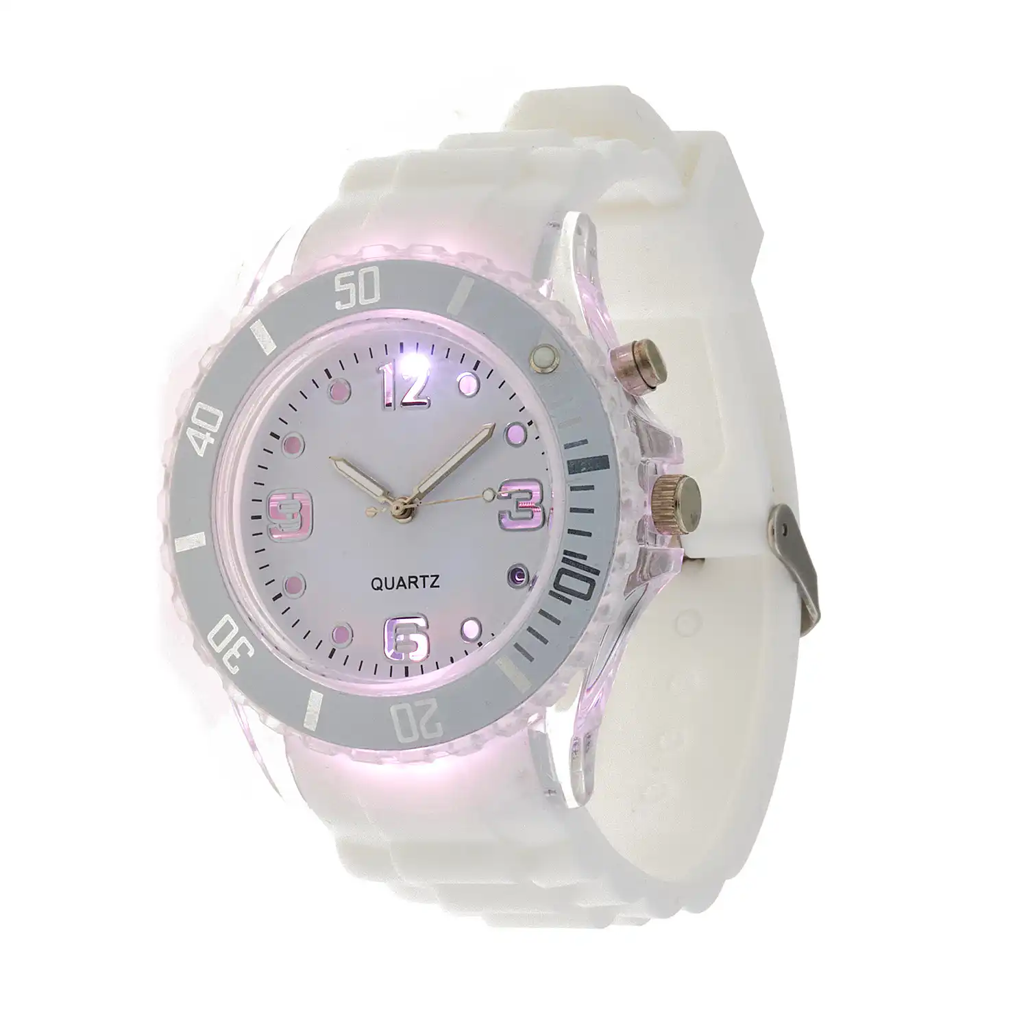 Sequoia Αναλογικό ρολόι με LED φωτισμό και Strass AG-116 λευκό