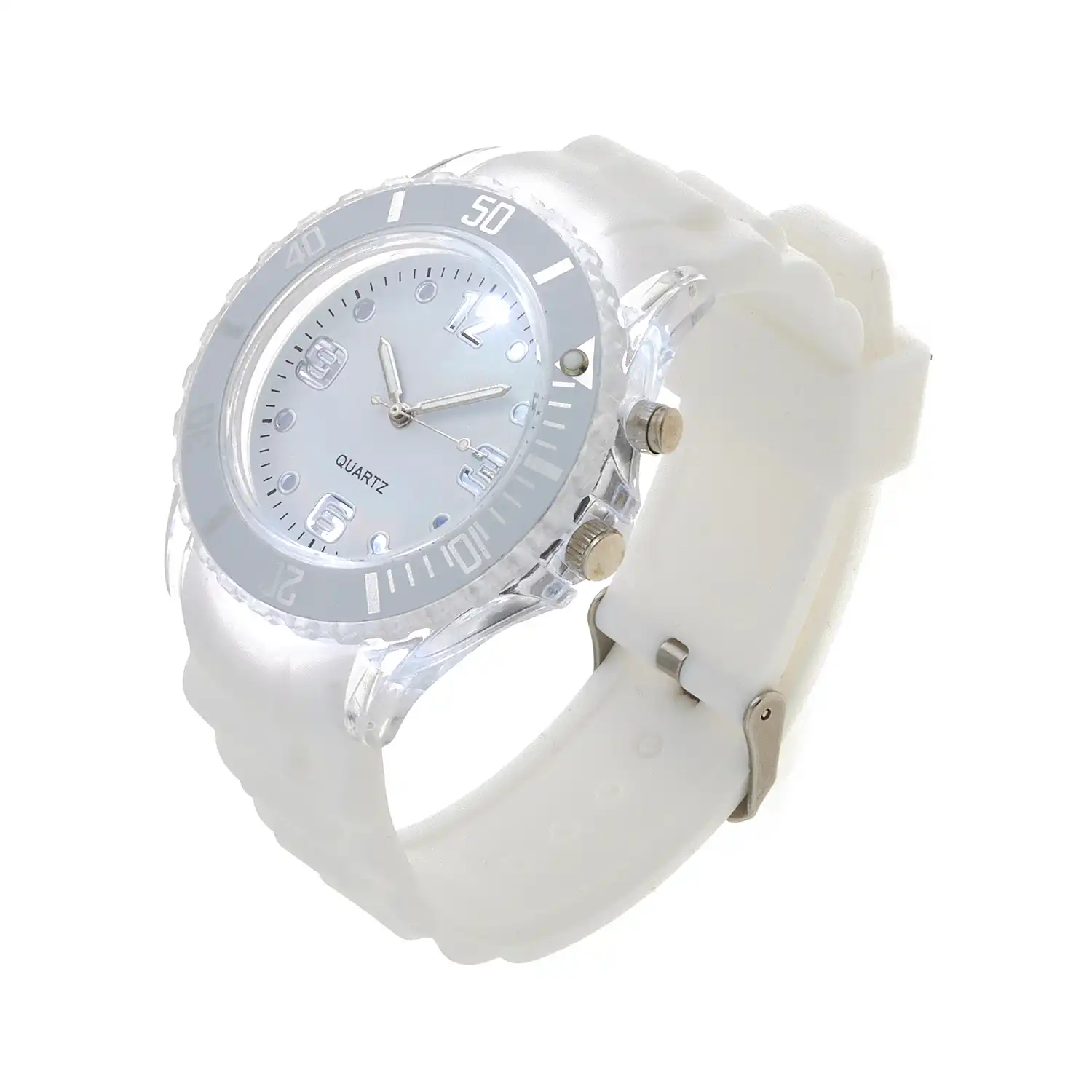 Sequoia Αναλογικό ρολόι με LED φωτισμό και Strass AG-116 λευκό