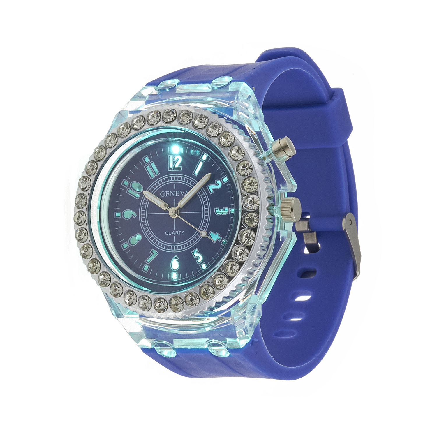 Sequoia Αναλογικό ρολόι  με LED φωτισμό και Strass  AG-111 μπλε