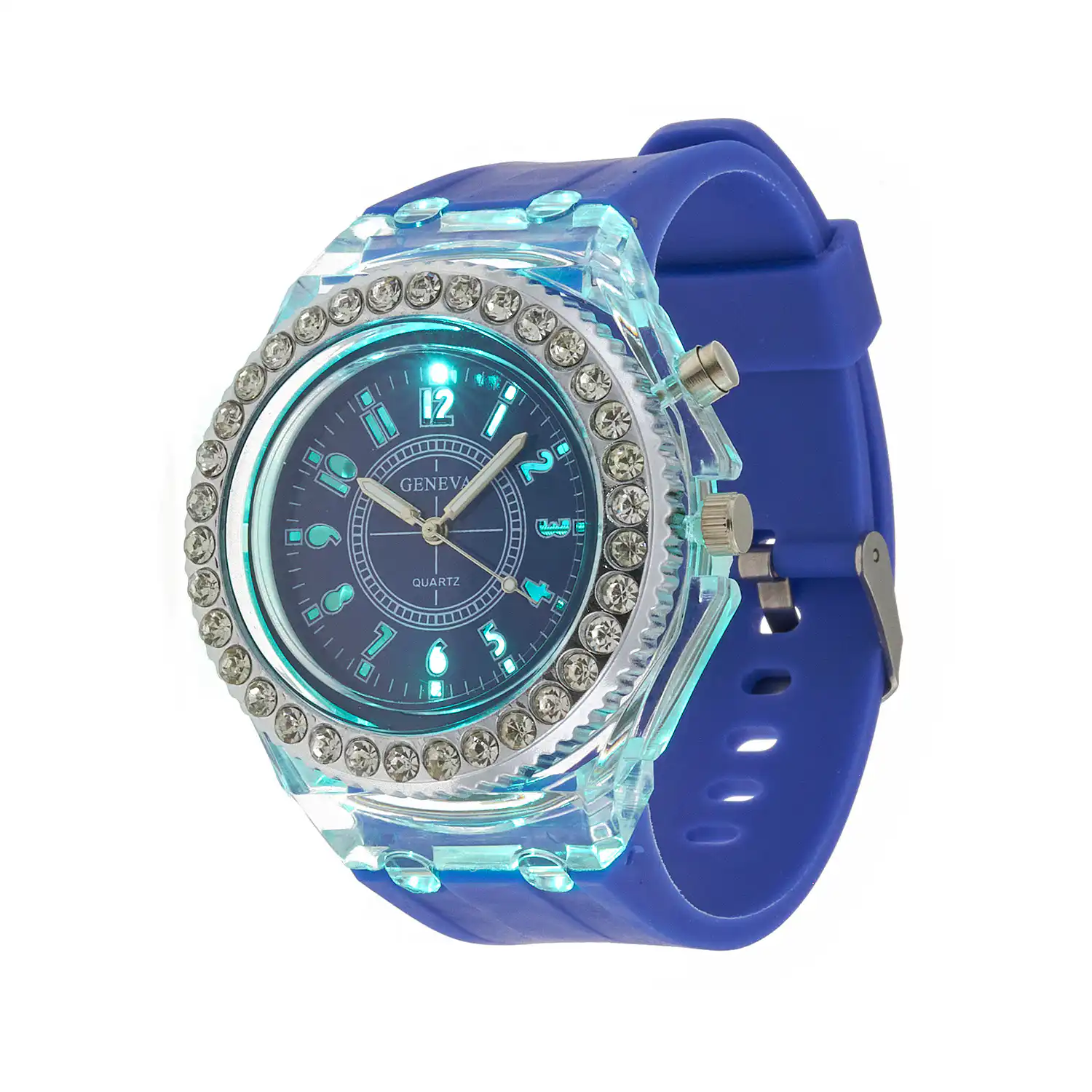 Sequoia Αναλογικό ρολόι  με LED φωτισμό και Strass  AG-111 μπλε