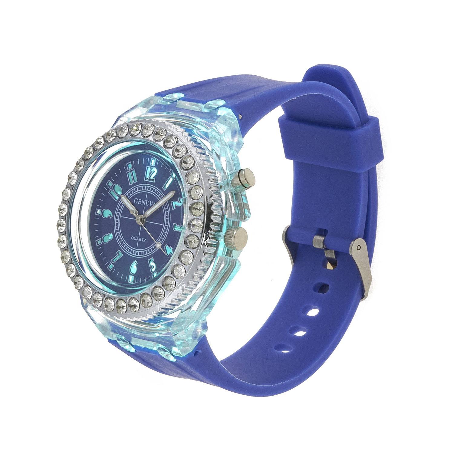 Sequoia Αναλογικό ρολόι  με LED φωτισμό και Strass  AG-111 μπλε