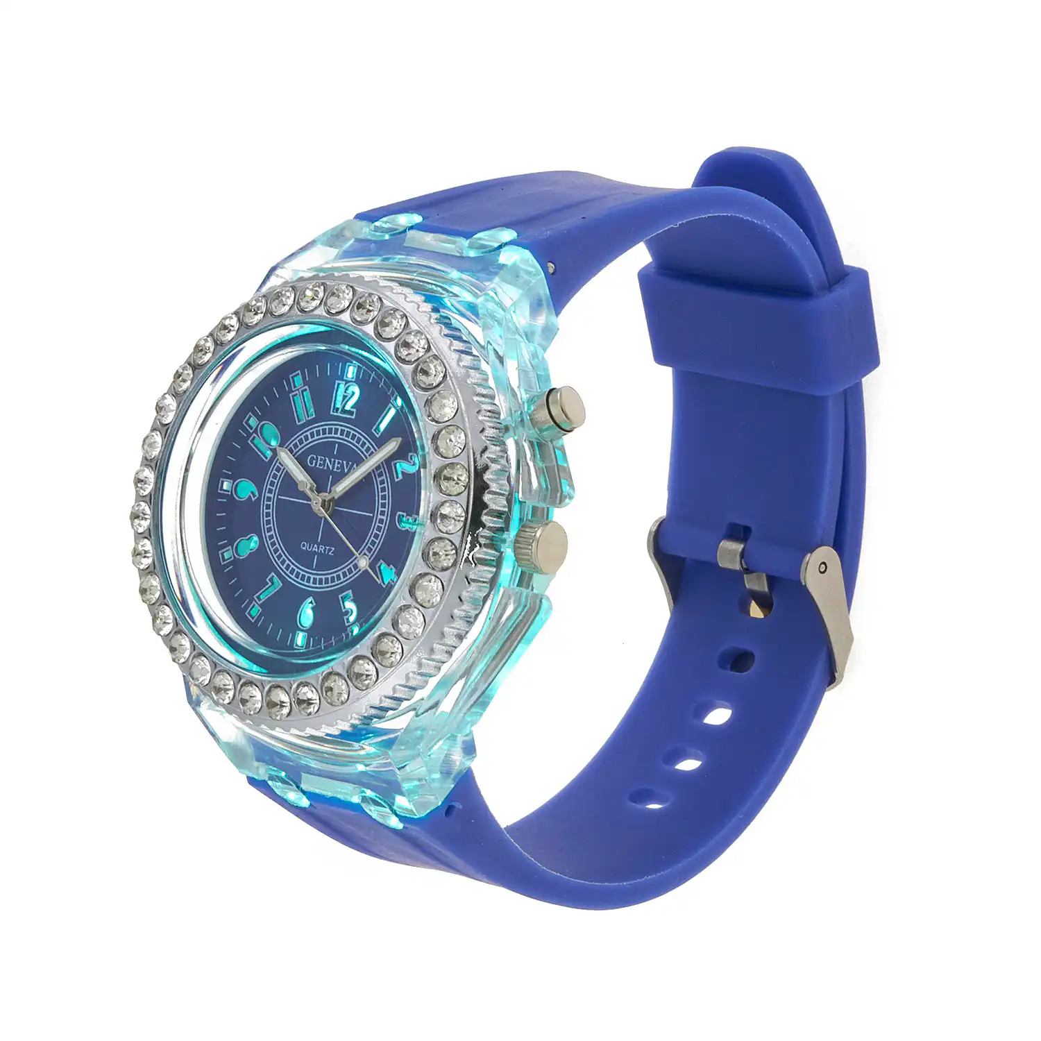 Sequoia Αναλογικό ρολόι  με LED φωτισμό και Strass  AG-111 μπλε