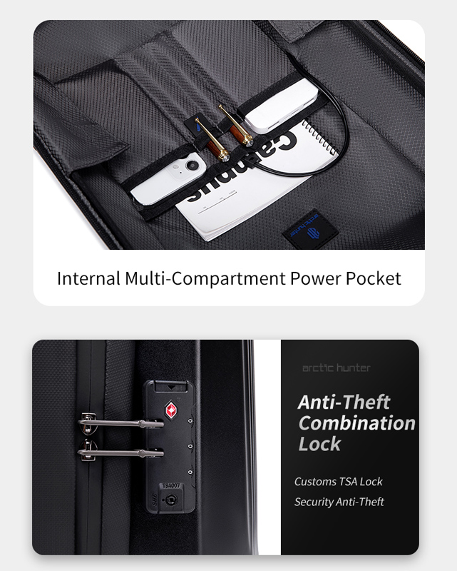 ARCTIC HUNTER τσάντα πλάτης B00487 θήκη laptop 15.6", λουκέτο TSA, μαύρη