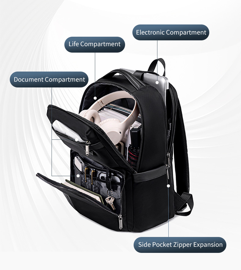 ARCTIC HUNTER τσάντα πλάτης B00808 με θήκη laptop 15.6", 19.5L, μαύρη