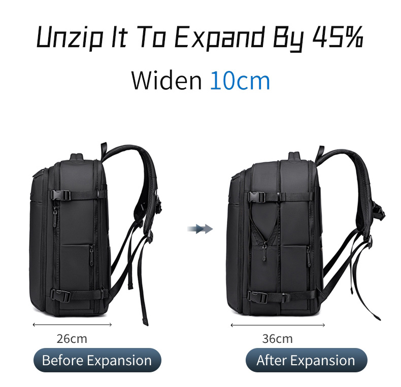 ARCTIC HUNTER τσάντα πλάτης B00866 με θήκη laptop 15.6", αεροστεγής θήκη, 35.5L/49.5L, μαύρη