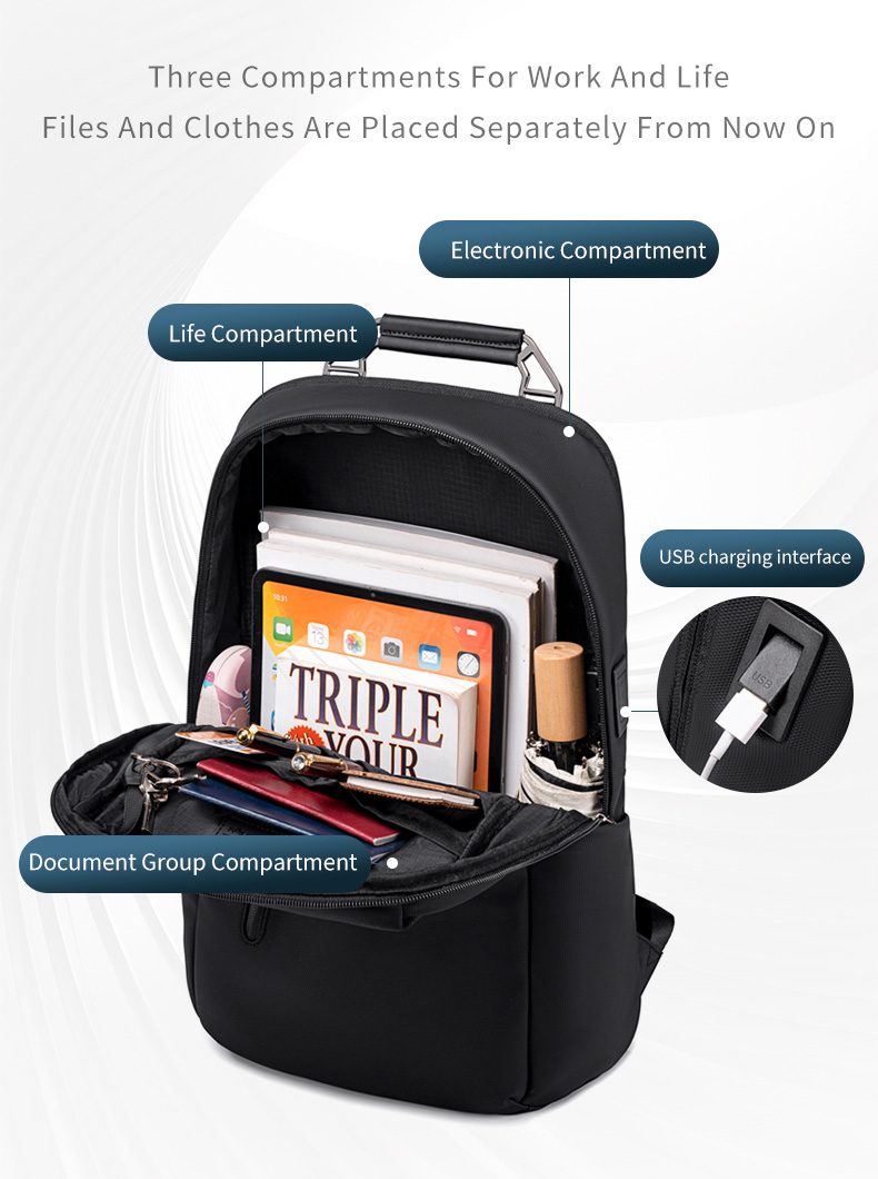 ARCTIC HUNTER τσάντα πλάτης B00915 με θήκη laptop 15.6", USB, 20L, μαύρη