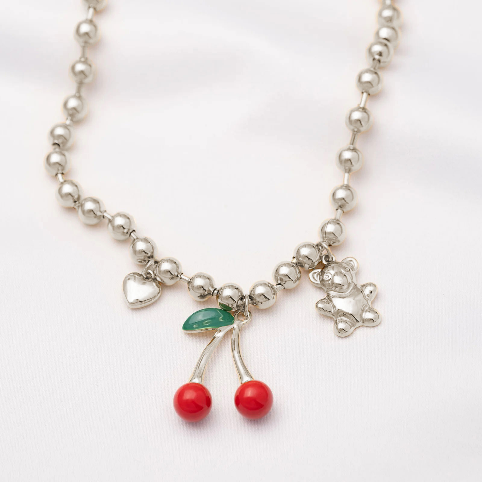 Sequoia Γυναικείο Ατσάλινο Ασημί Βραχιόλι με Κεράσι, Καρδιά & Αρκουδάκι BR-0002S Sequoia Γυναικείο Ατσάλινο Ασημί Βραχιόλι με Κεράσι, Καρδιά & Αρκουδάκι BR-0002S