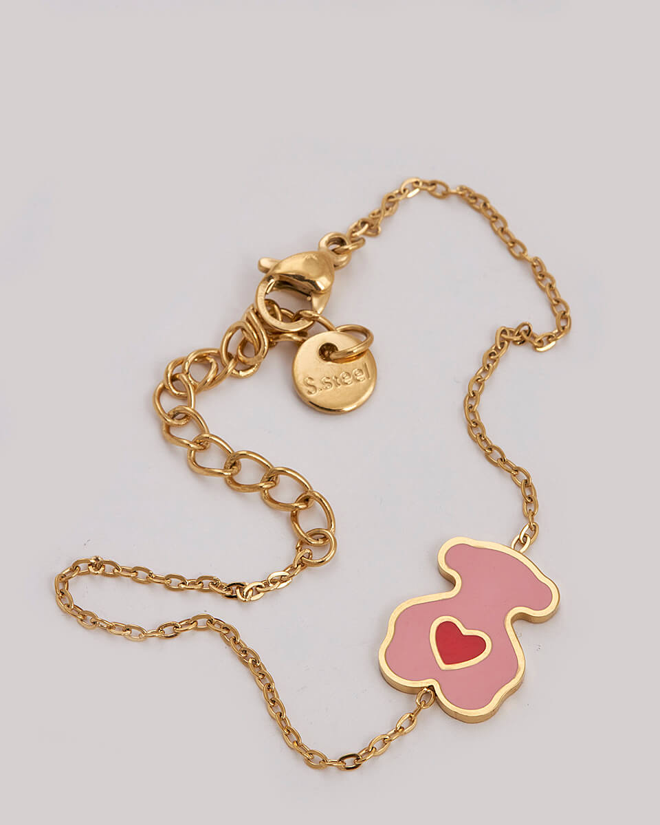 SEQUOIA ΑΤΣΑΛΙΝΟ ΠΑΙΔΙΚΟ ΒΡΑΧΙΟΛΙ ΡΟΖ ΑΡΚΟΥΔΑΚΙ ΜΕ ΚΟΚΚΙΝΗ ΚΑΡΔΟΥΛΑ SEQUOIA ΑΤΣΑΛΙΝΟ ΠΑΙΔΙΚΟ ΒΡΑΧΙΟΛΙ ΡΟΖ ΑΡΚΟΥΔΑΚΙ ΜΕ ΚΟΚΚΙΝΗ ΚΑΡΔΟΥΛΑ