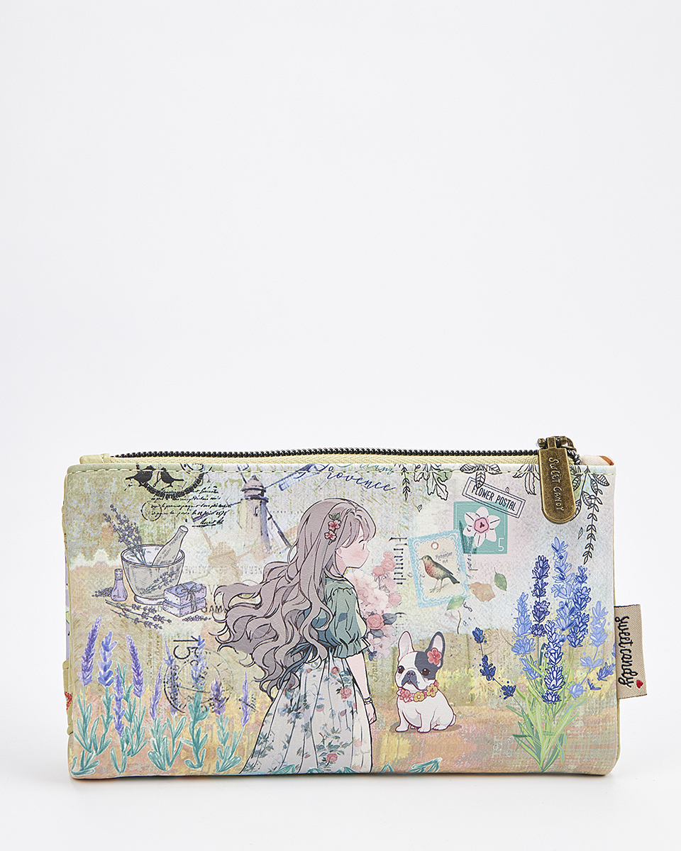 Sweet Candy Lavender Walk – Γυναικείο Παστέλ Πορτοφόλι με Φυσικό Μοτίβο Προβηγκίας