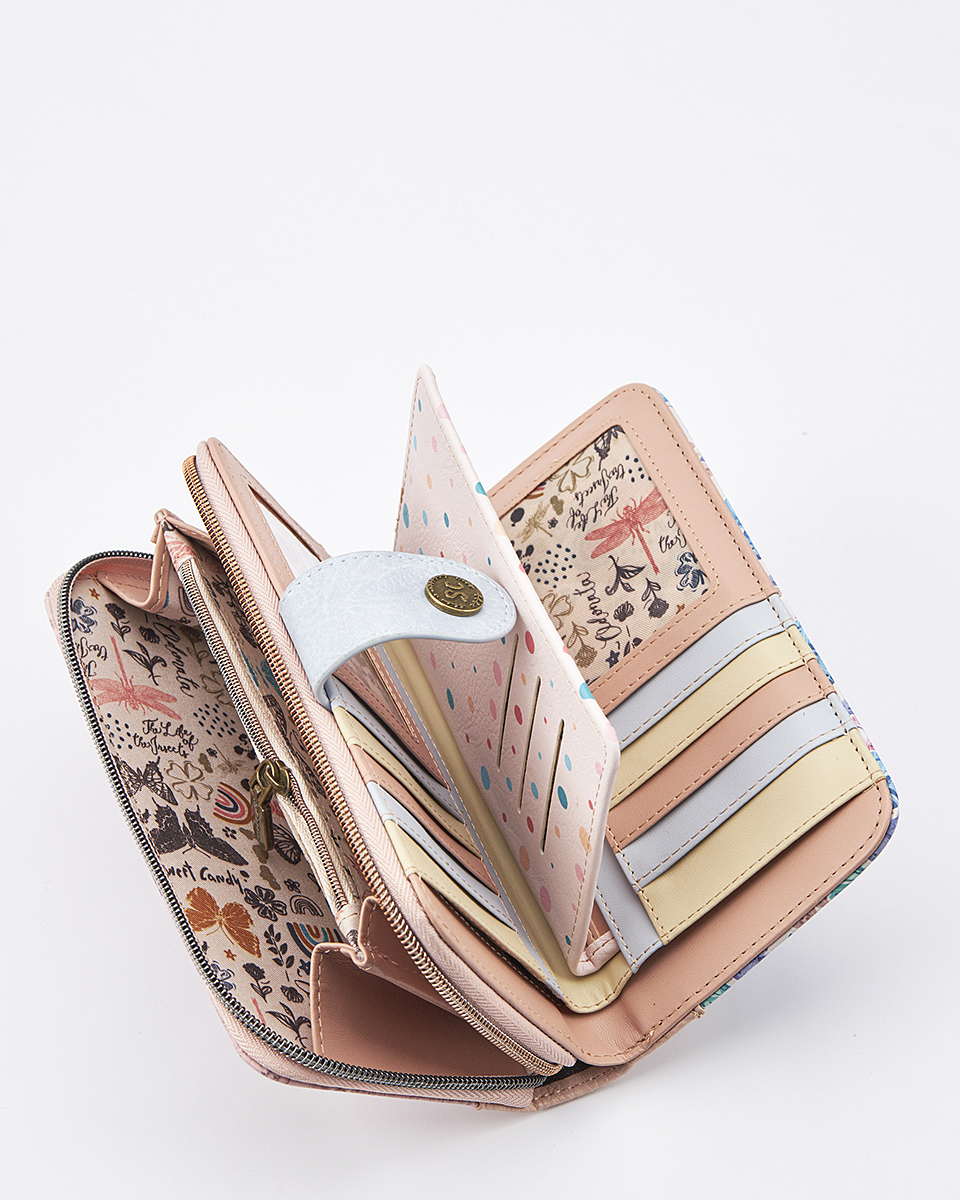 Sweet Candy Mirror Bloom – Γυναικείο Πορτοφόλι με Ρετρό Φιγούρα & Pastel Ατμόσφαιρα