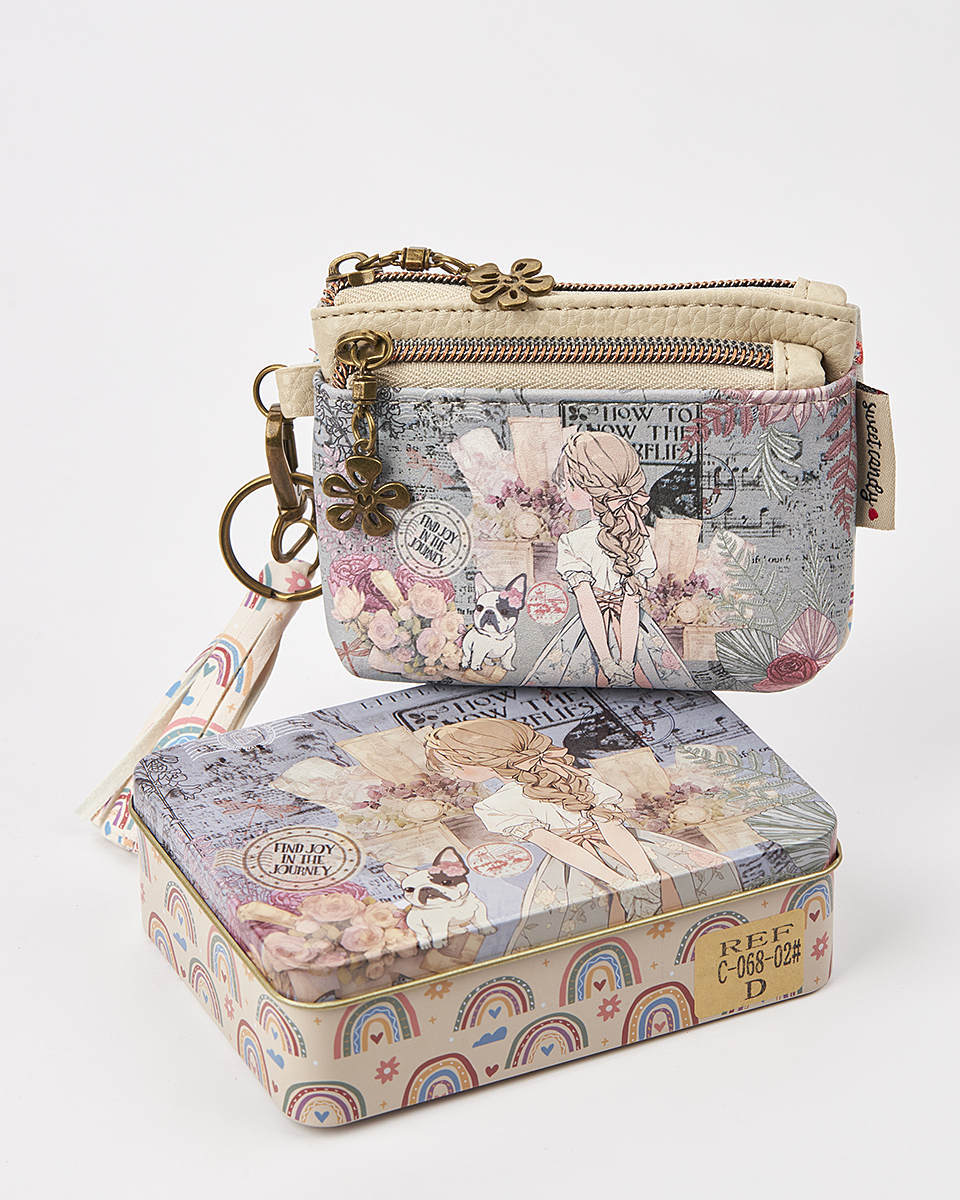 Sweet Candy Γυναικείο Mini Πορτοφόλι με Shabby Chic Σχέδιο & Νοσταλγική Ατμόσφαιρα – Vintage Story