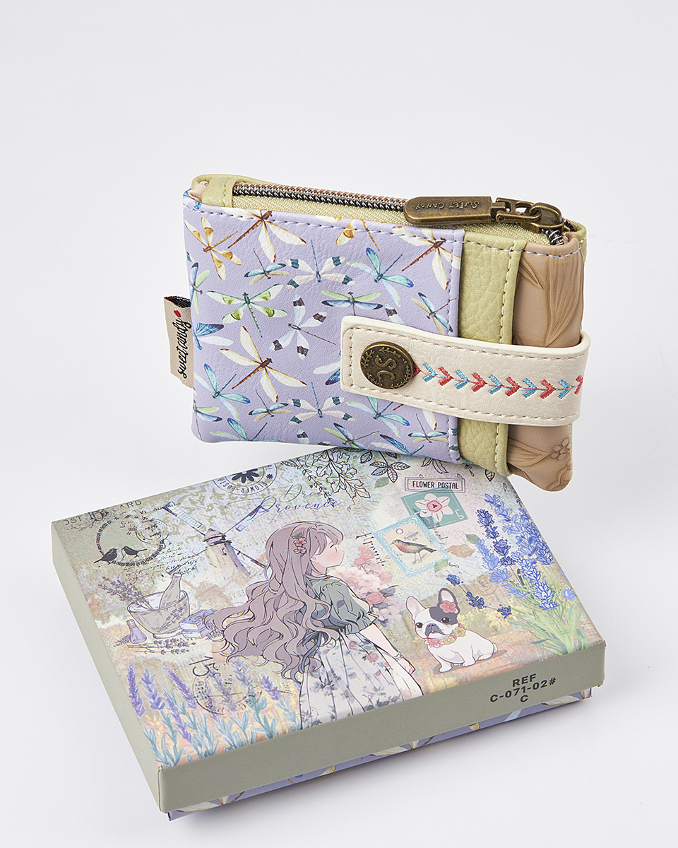 Sweet Candy Γυναικείο Mini Πορτοφόλι με Μοτίβο Λεβάντα & Φυσικό Μοτίβο – Lavender Walk