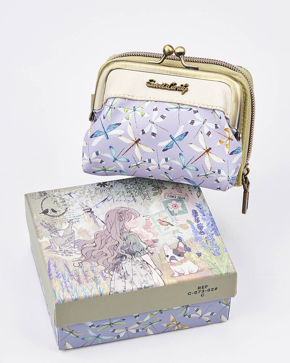 Sweet Candy Γυναικείο Mini Πορτοφόλι με Vintage Καθρέφτη & Κλασικό Κούμπωμα – Mirror Bloom