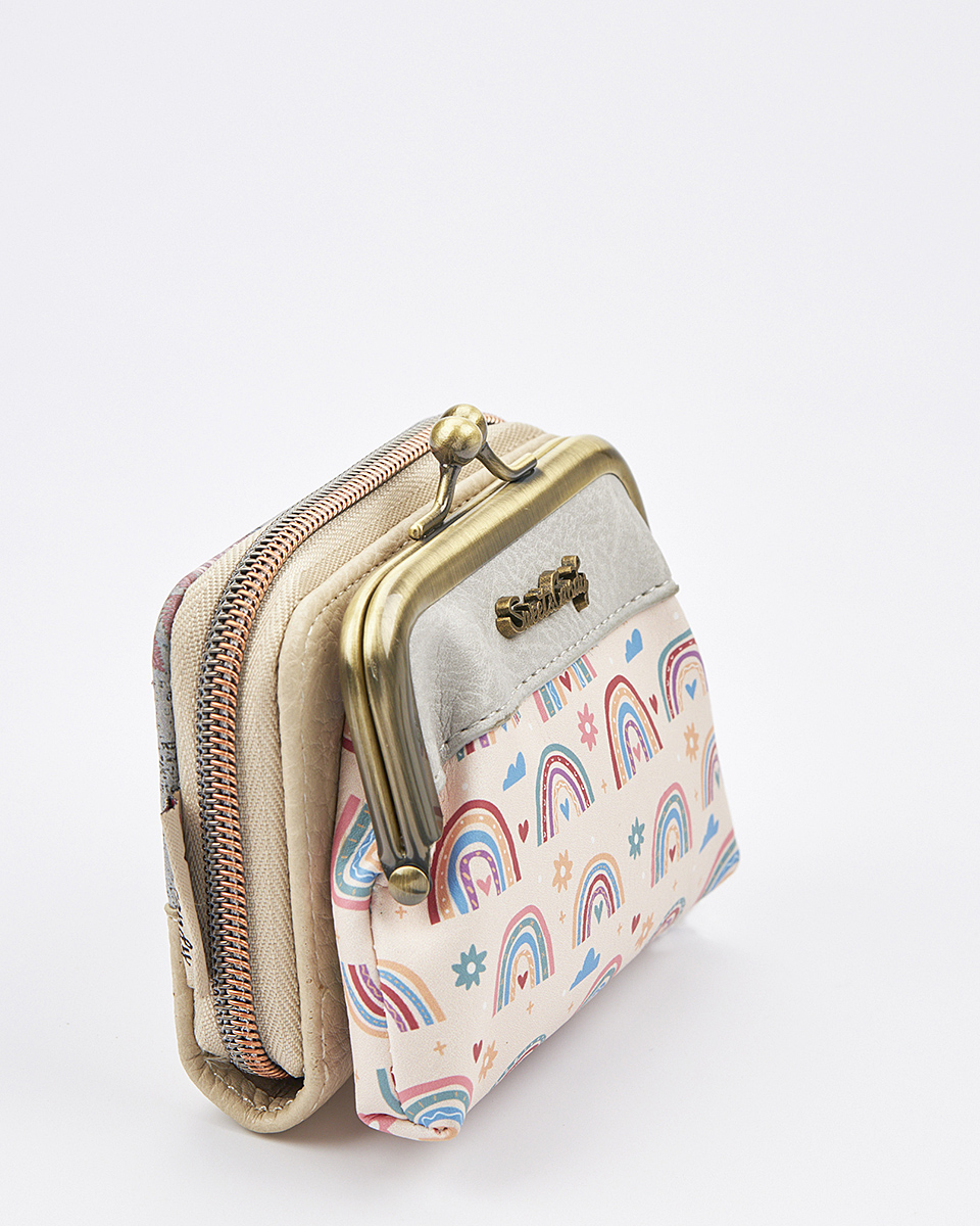 Sweet Candy Γυναικείο Mini Πορτοφόλι με Vintage Καθρέφτη & Κλασικό Κούμπωμα – Mirror Bloom