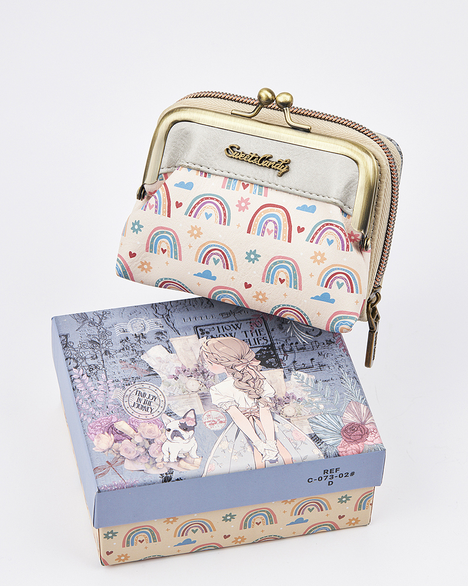 Sweet Candy Γυναικείο Mini Πορτοφόλι με Vintage Καθρέφτη & Κλασικό Κούμπωμα – Mirror Bloom