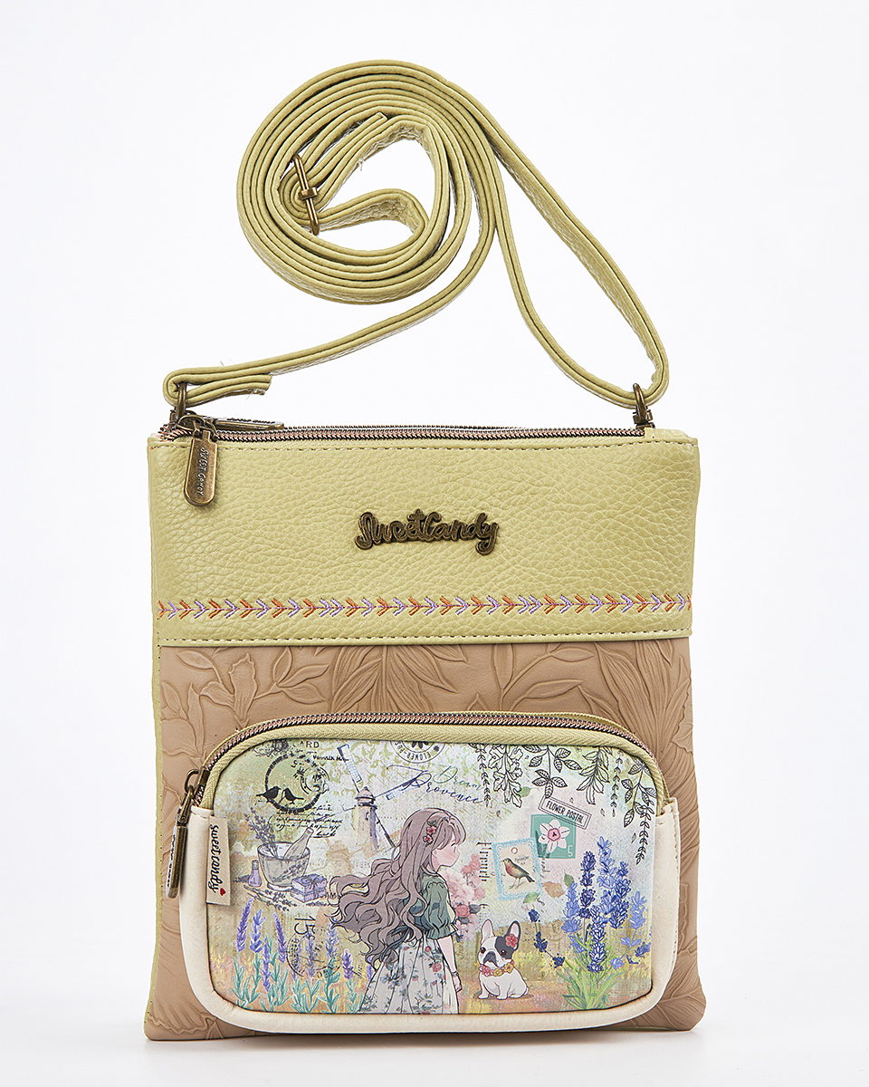 Sweet Candy Τσάντα Ώμου με Μοτίβο Λεβάντα & Ρετρό Ραφές – Lavender Walk Sweet Candy Τσάντα Ώμου με Μοτίβο Λεβάντα & Ρετρό Ραφές – Lavender Walk