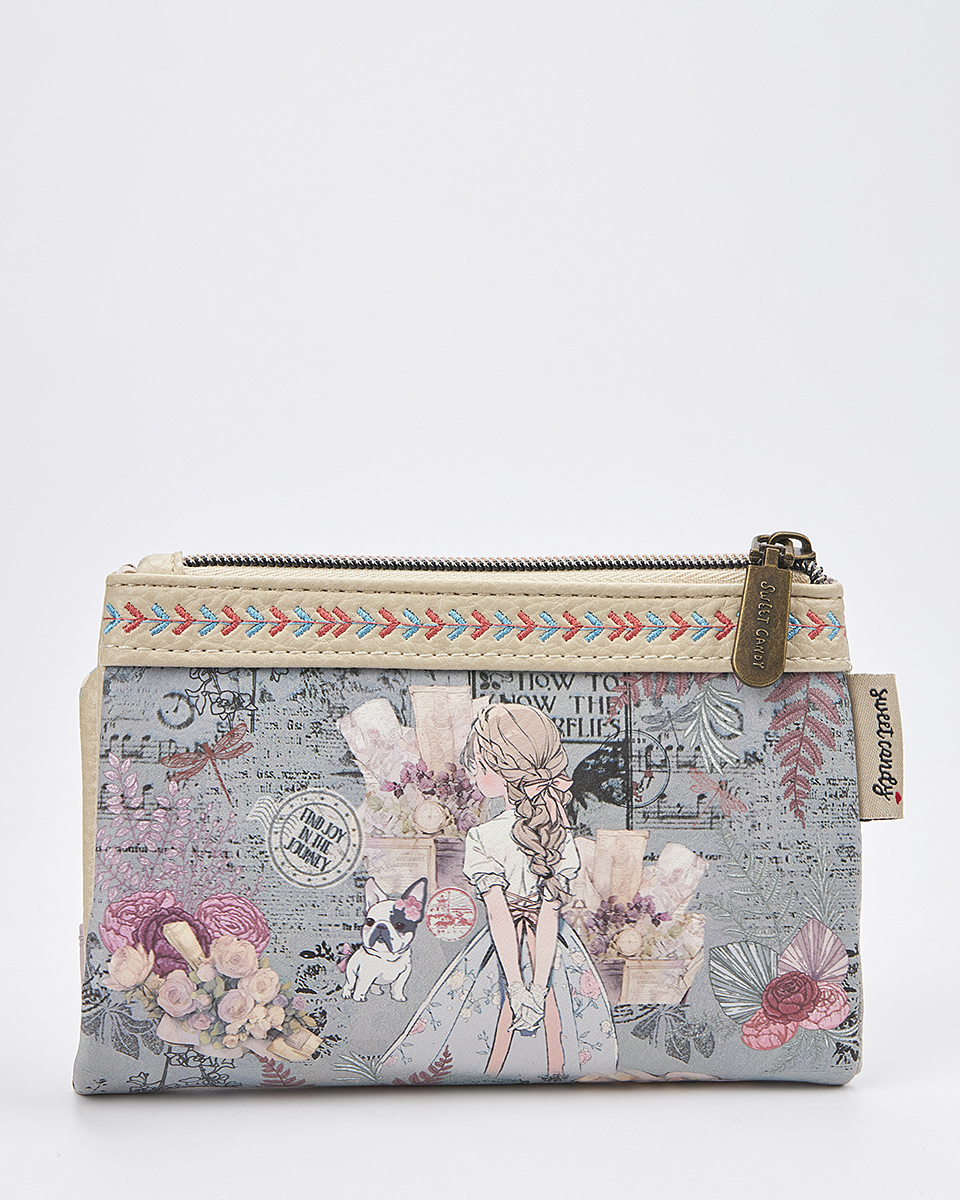 Sweet Candy Γυναικείο Πορτοφόλι με Shabby Chic Διάθεση & Λουλουδένιο Φόντο – Vintage Story