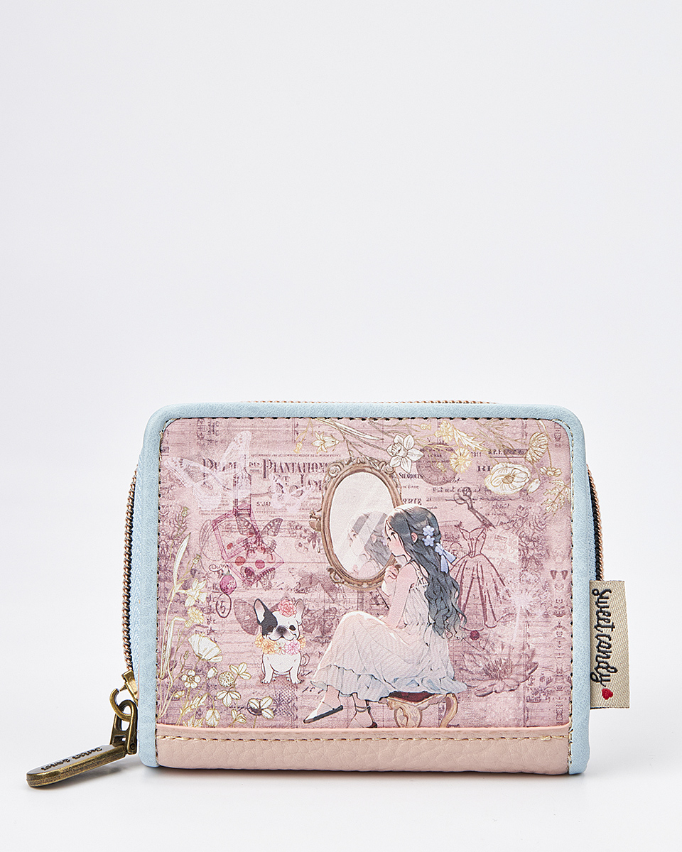 Sweet Candy Γυναικείο Mini Πορτοφόλι με Vintage Καθρέφτη & Κομψή Φιγούρα – Mirror Bloom