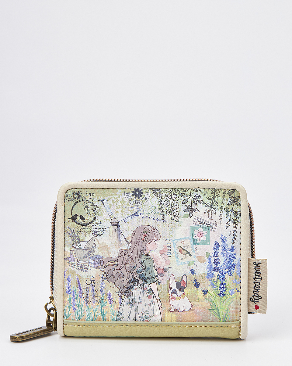 Sweet Candy Γυναικείο Mini Πορτοφόλι με Μοτίβο Λεβάντα και Retro Αισθητική – Lavender Walk