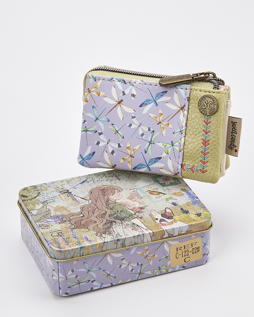 Sweet Candy Γυναικείο Mini Πορτοφόλι με Μοτίβο Λεβάντα και Vintage Διάθεση – Lavender Walk