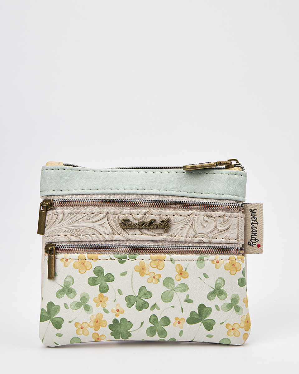 Sweet Candy Γυναικείο Mini Πορτοφόλι με Floral Σχέδιο & Διπλό Φερμουάρ – Floral Whisper