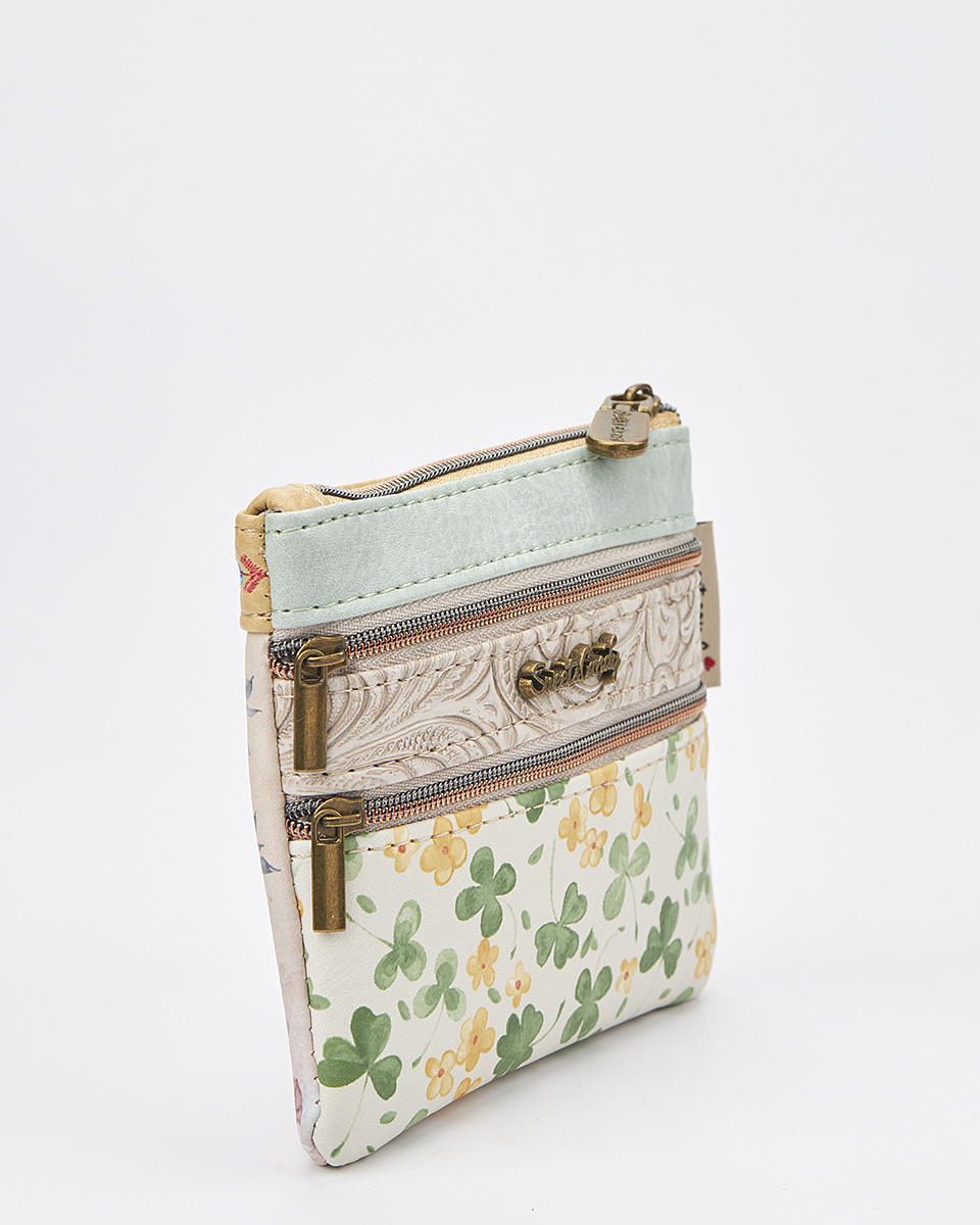 Sweet Candy Γυναικείο Mini Πορτοφόλι με Floral Σχέδιο & Διπλό Φερμουάρ – Floral Whisper