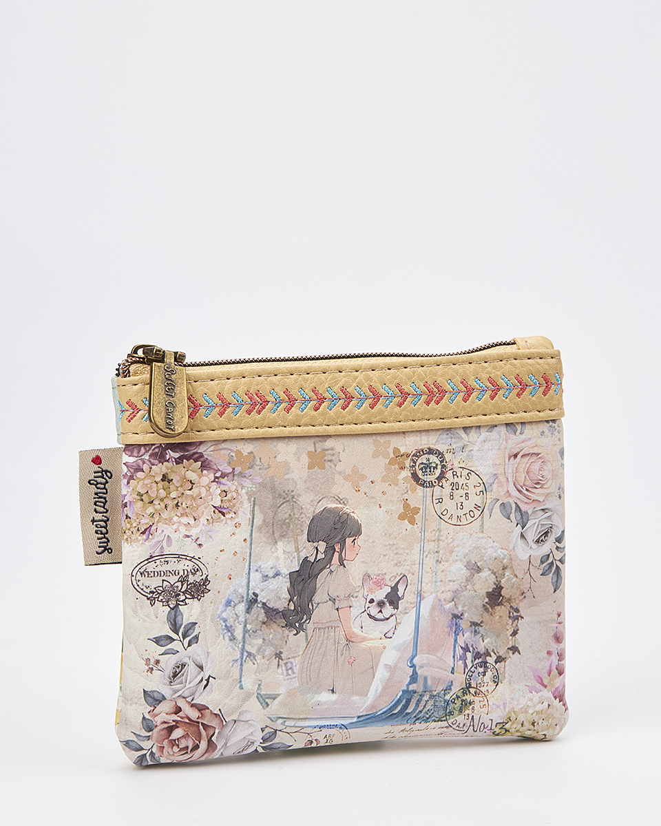 Sweet Candy Γυναικείο Mini Πορτοφόλι με Floral Σχέδιο & Διπλό Φερμουάρ – Floral Whisper