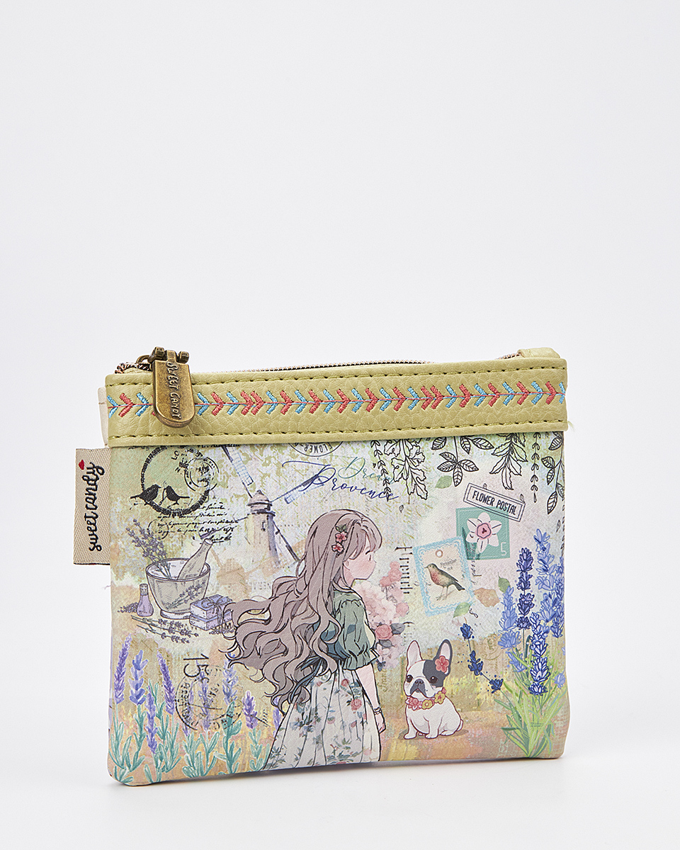 Sweet Candy Γυναικείο Mini Πορτοφόλι με Μοτίβο Λεβάντα & Διπλή Χρήση – Lavender Walk