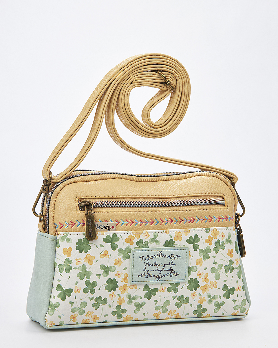 Sweet Candy Γυναικεία Τσάντα Ώμου με Διπλό Φερμουάρ και Λουλούδια – Floral Whisper Sweet Candy Γυναικεία Τσάντα Ώμου με Διπλό Φερμουάρ και Λουλούδια – Floral Whisper