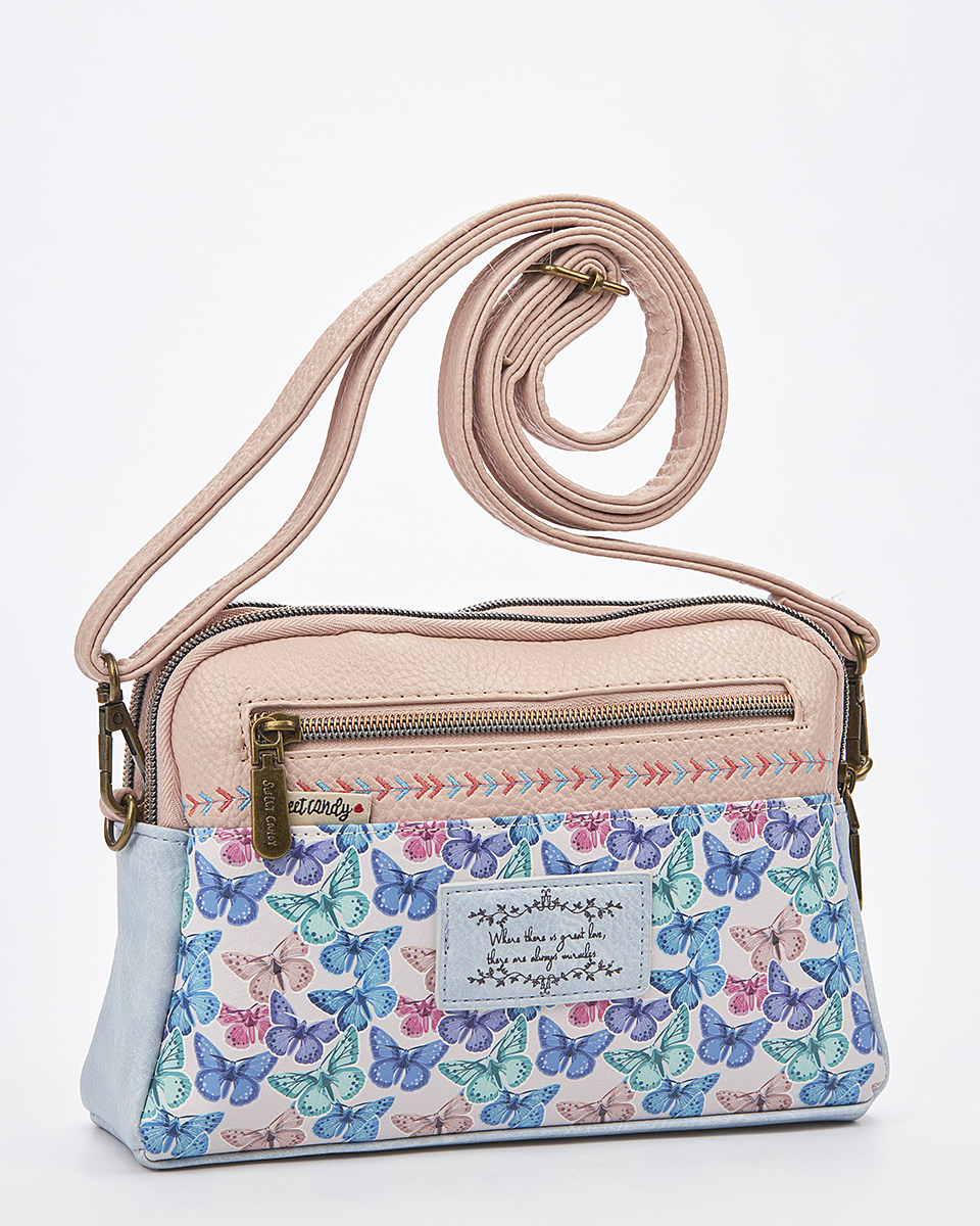 Sweet Candy Γυναικεία Τσάντα Ώμου με Φρέσκο Λεβάντα Design και Άνοιξη – Mirror Bloom