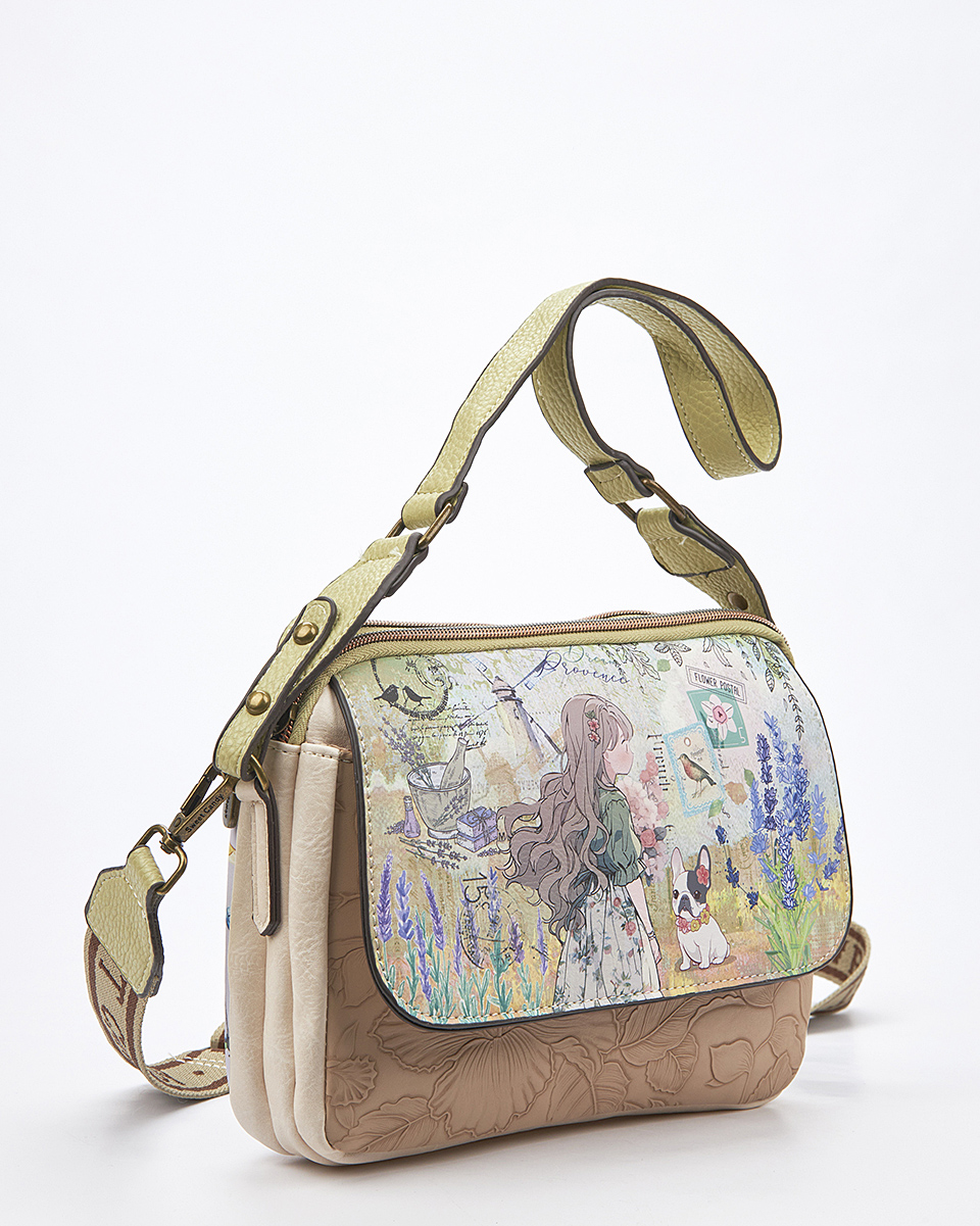 Sweet Candy Crossbody με Μοτίβο Λεβάντα και Ρετρό Στυλ – Lavender Walk