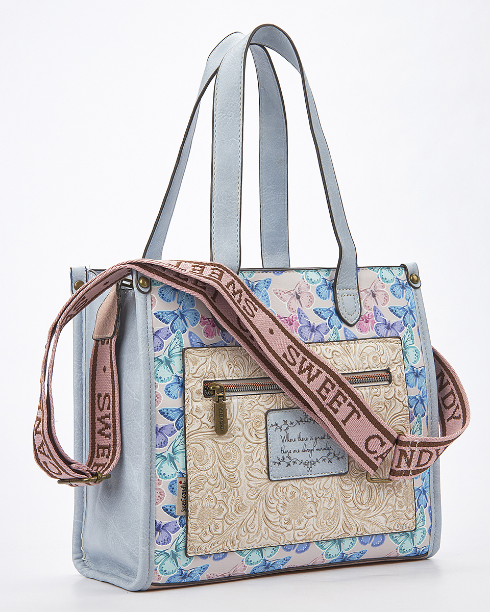 Sweet Candy Τσάντα  Ώμου-Χιαστί με Ρετρό Λουλουδένιο Pattern – Mirror Bloom